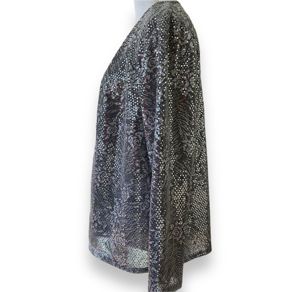 DRESSBARN | New Year’s Eve Plus Size Silver Sparkling Dress Jacket Sz 16 W - Picture 7 of 10